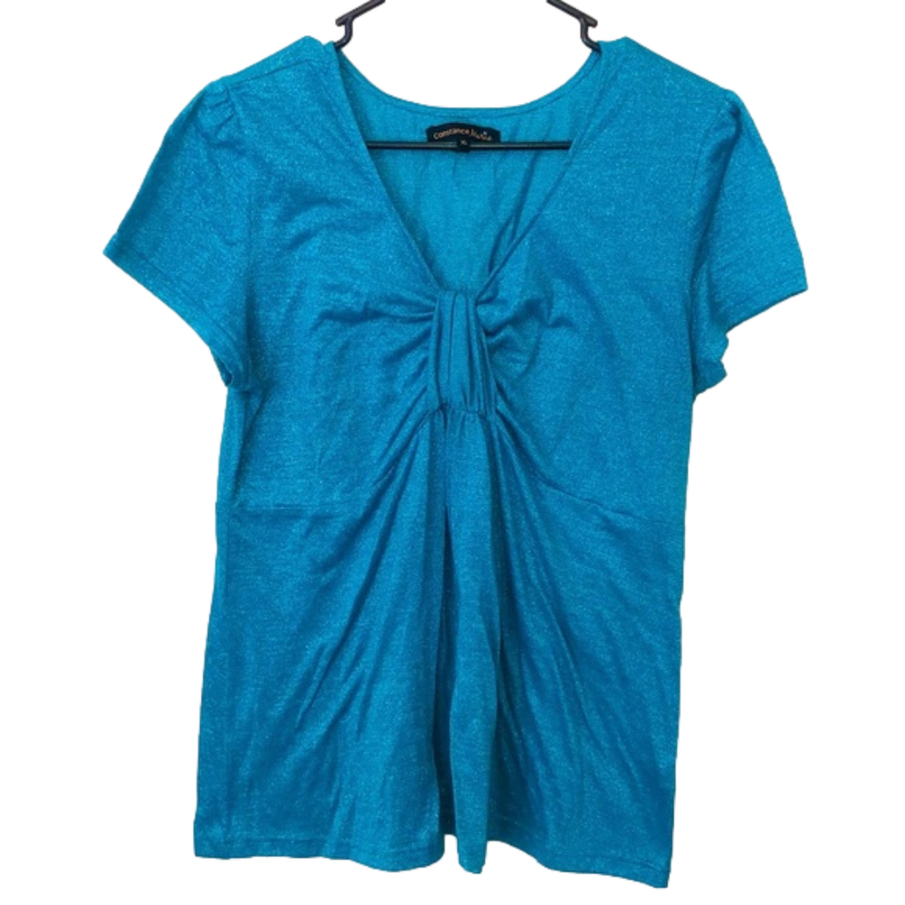 CONSTANCE MARIE Blue Blouse w. Silver Glitter